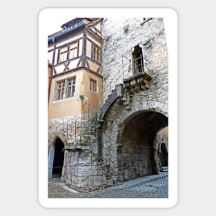 Stairway at Weisses Turm - Rothenburg od Tauber, Germany Sticker